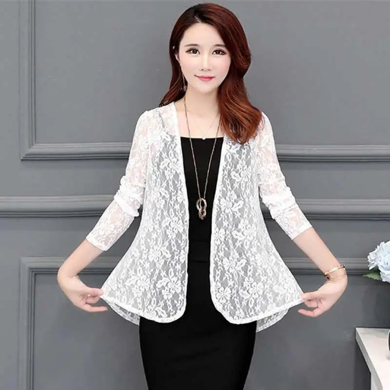 

Кардиган женский кружевной, модный вязаный крючком кардиган в стиле бохо, пиджак с открытым стежком, одежда для офиса, Солнцезащитная уличн...