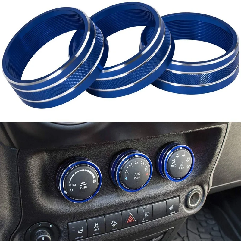 

(Blue 21PCs) Car Decoration Steering Wheel Center Console Air Outlet Trim for Jeep Wrangler JK JKU Accessories 2011-18
