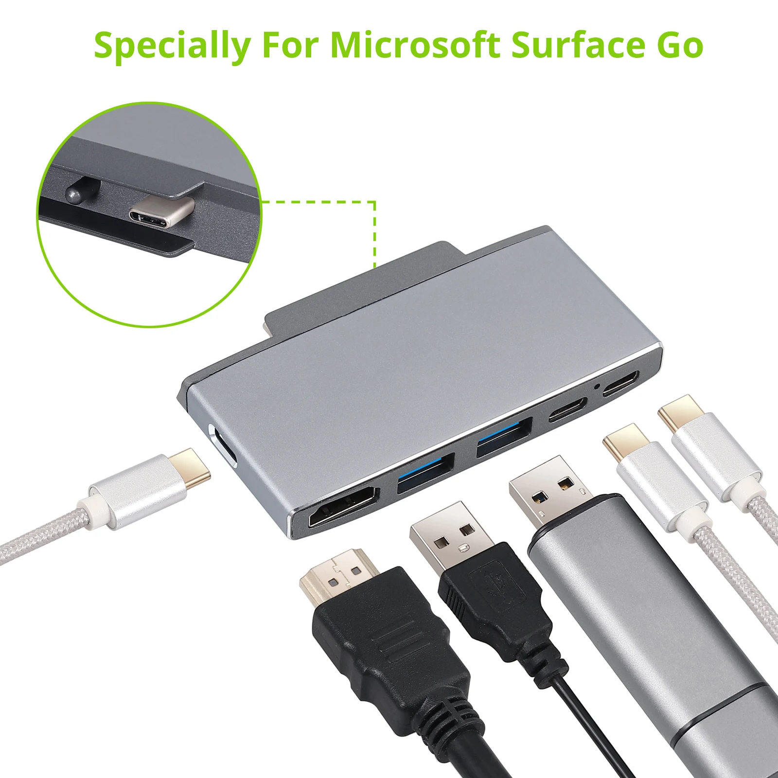 6 в 1 для Microsoft Surface Go USB C HDMI совместимый адаптер с 2 портами 3 0 60W доставка питания