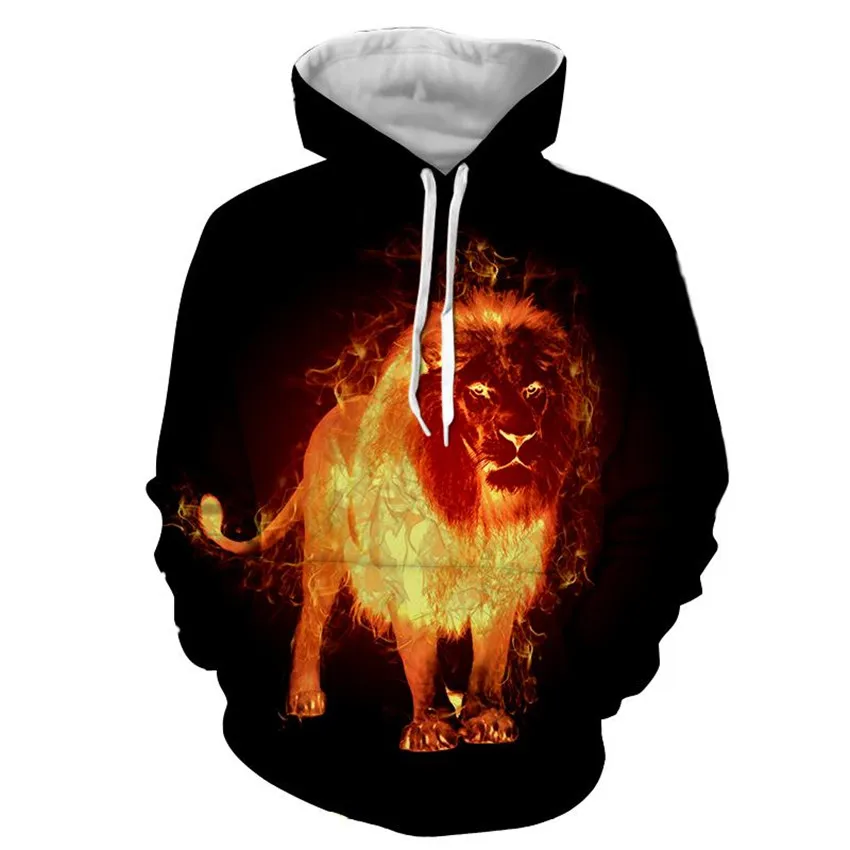 

KISSQIQI Men Hoodie Sweatshirt 3D Printed Funny Men's Hoodie Creative Trend Lion Casual Men's Sweatshirt Maximum Size 5XL