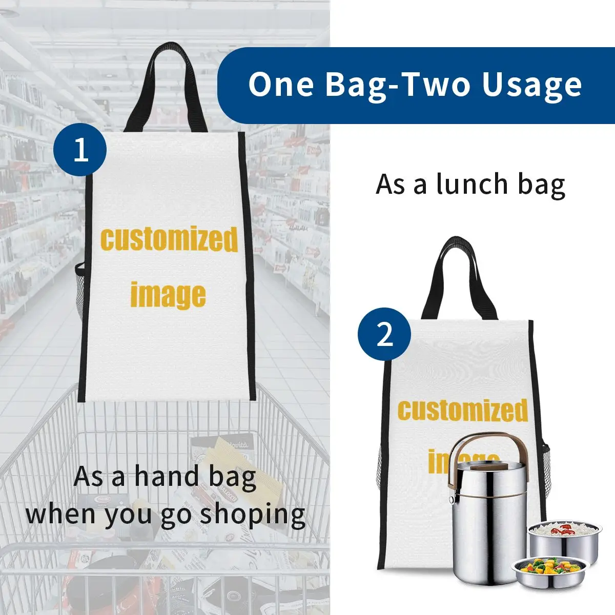 WHEREISART Customized Printed Design New Fresh Lunch Bags For Women Kids Food Cooler Box Insulation Portable Tote Bag | Багаж и сумки