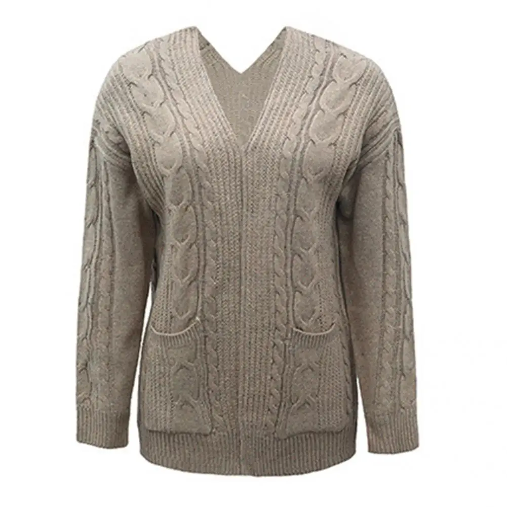 

Women Cardigan Long Sleeve Sweater Coat Simple Pure Color Sweater Coat