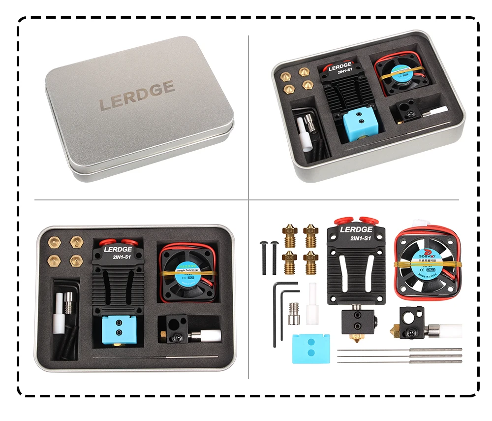 LERDGE 2 в 1-S1 Hotend 3d принтер части Bowden MK8 Titan V6 экструдер двойной hotend переключение 2 цвета многоцветные 0,4 сопла наборы
