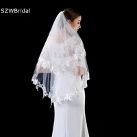 new arrival lace appliques short wedding veil ivory bridal headwear cheap wedding accessories sposa bridal veils bruiloft