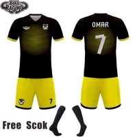black yellow design custom mesh sublimated sports jersey uniform soccer jersey kits