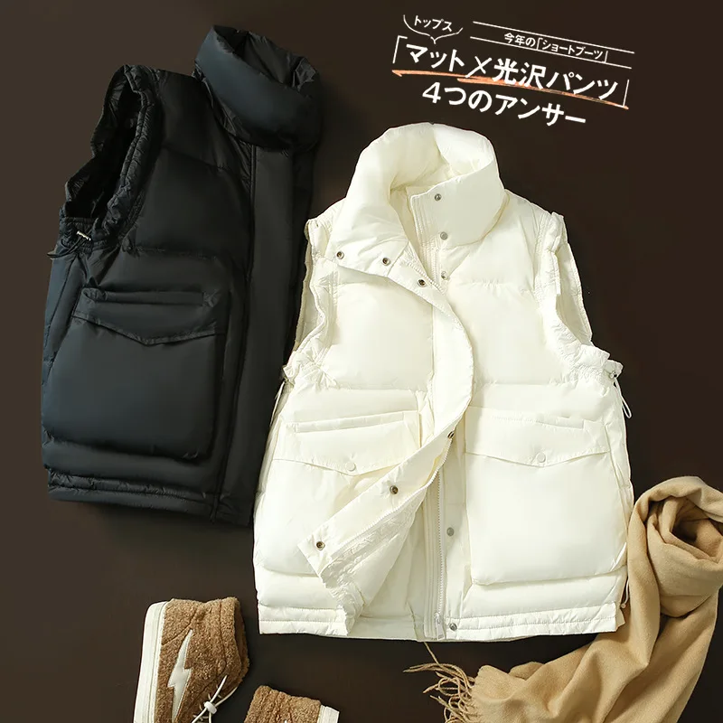 

White Duck Down Vest Women's Sleeveless Short Jacket 2021 New Style Women's Autumn And Winter