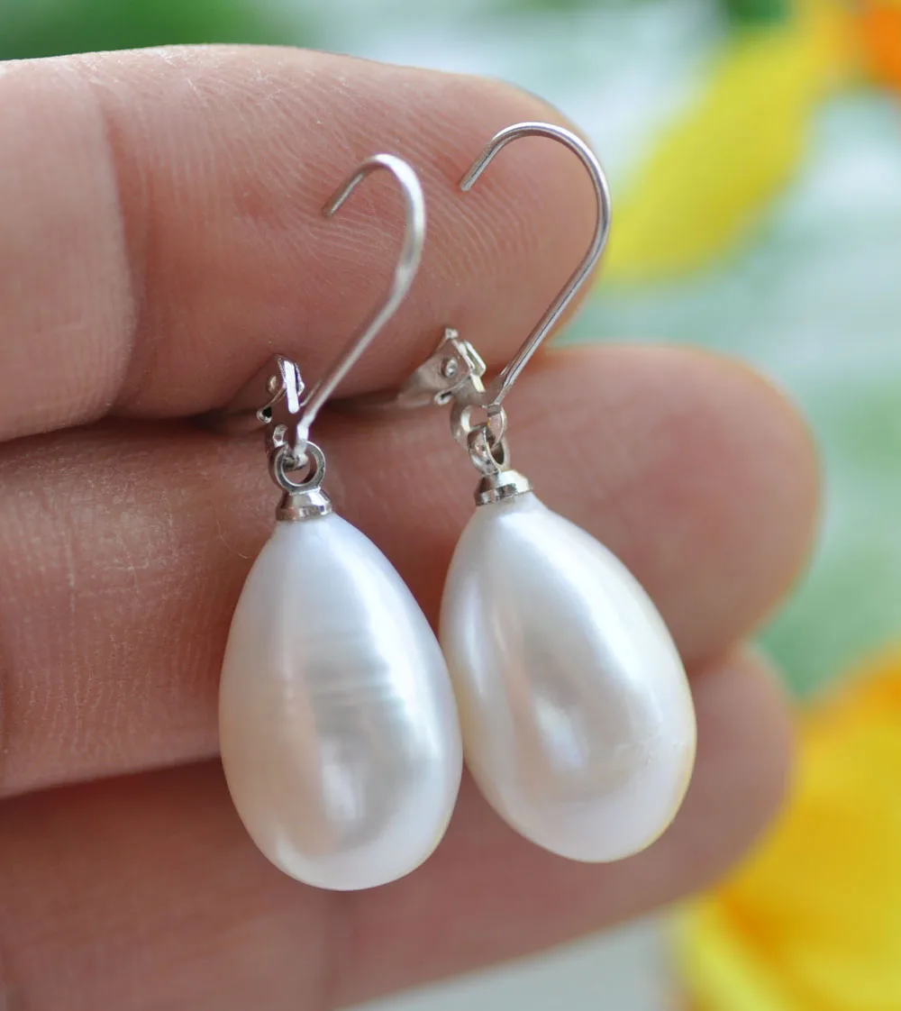 Серьги-подвески с пресноводным жемчугом, 18 мм