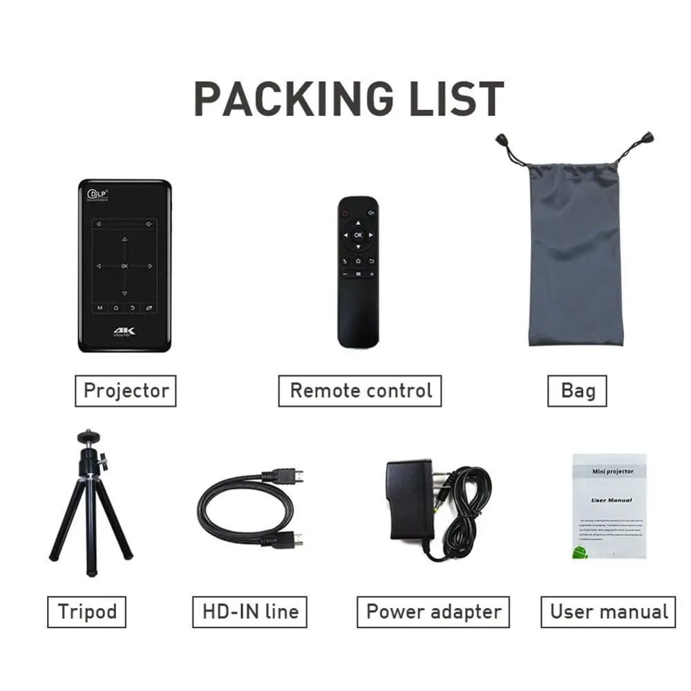 HD 4K умный беспроводной мини проектор DLP Android wifi Bluetooth 1080P 8G домашний кинотеатр HDMI