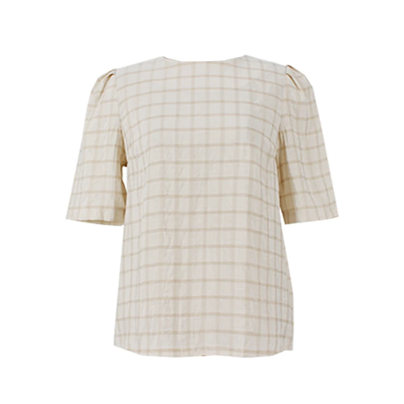 

2021 Summer New Korean Style Retro Hong Kong Style Chic Plaid Shirt Women's Design Sense Niche Loose Top Young