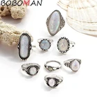 Набор женских колец на костяшки, с опалом, штабелируемые, кольцо для среднего пальца, богемные, Винтажные Украшения, 8 шт.компл.