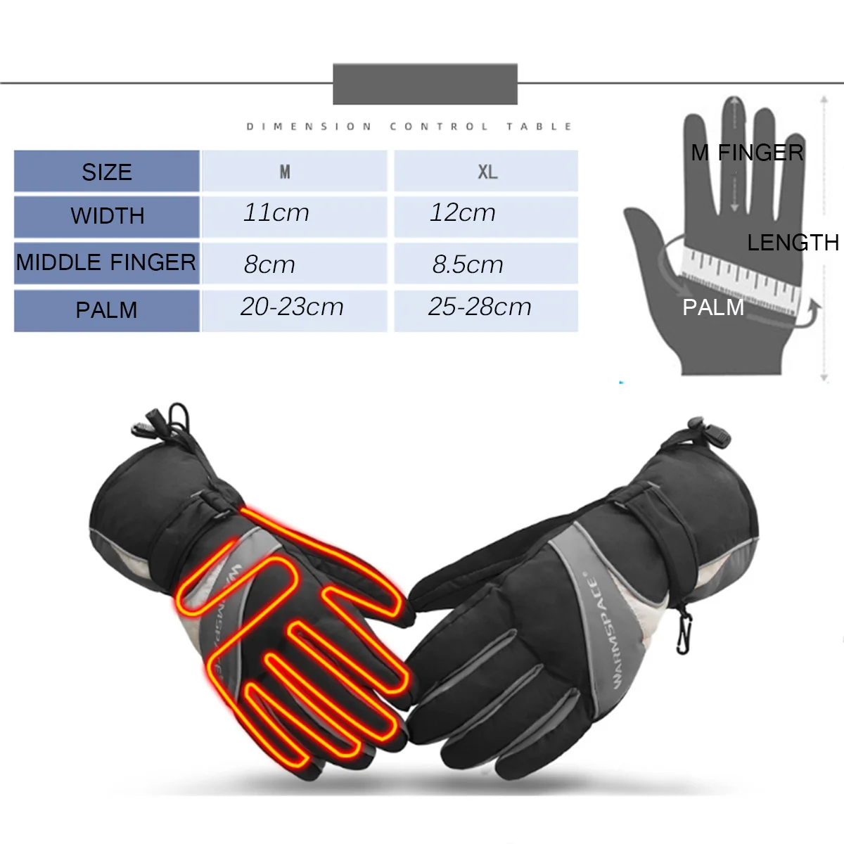 

Ski Gloves Waterproof Fleece Thermal Electric Heated Gloves Snowboard Snowmobile Gloves Men Women Winter Gloves For Sonwboarding
