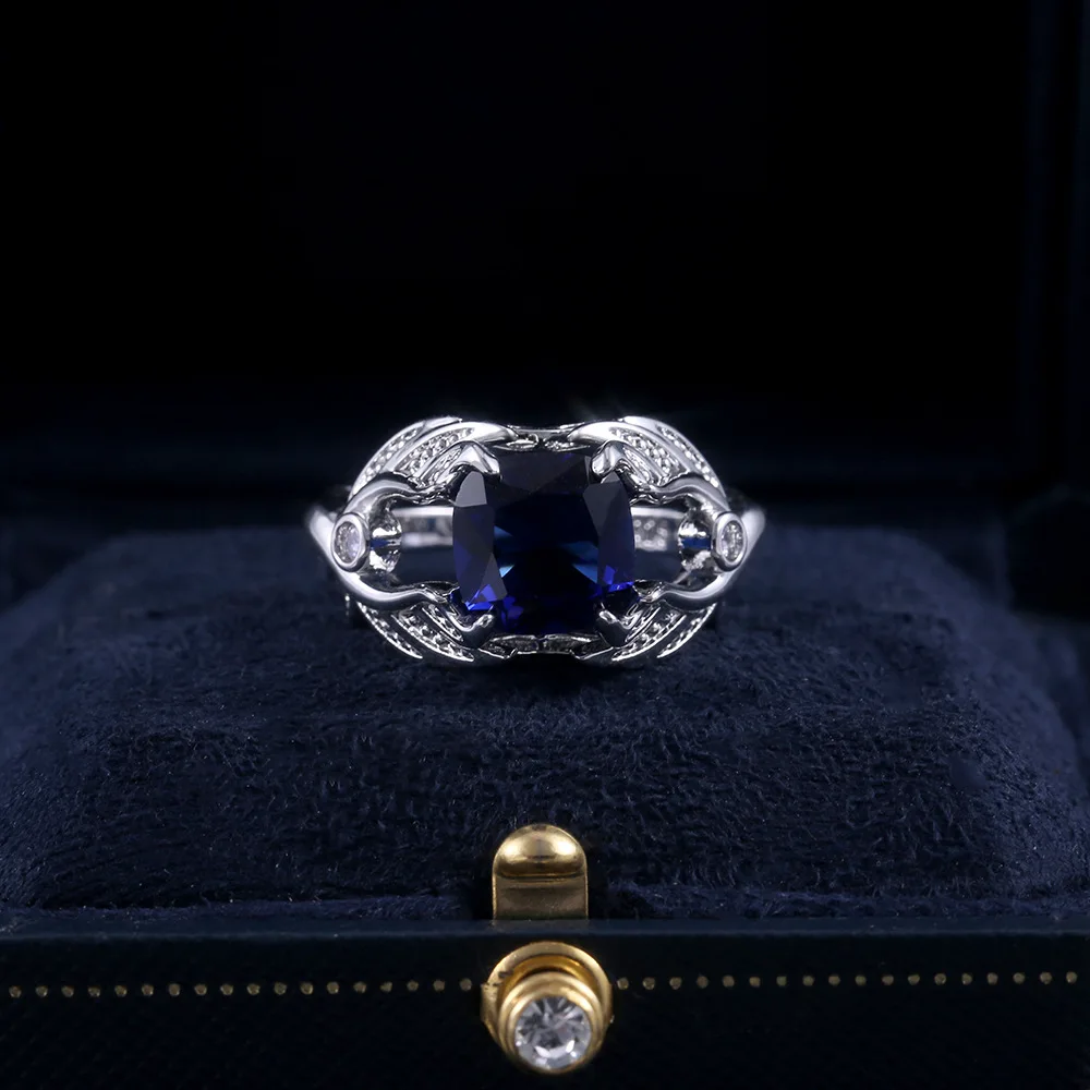 Visisap Creative Angel Wings Ring 10mm Blue Zircon Rings for Women Anniversary Birthday Gifts Seller Recommended Jewelry B2956 | Украшения