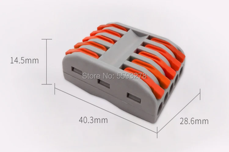 

20PCS/LOT PCT215 Wiring Connector Lever With 28-22 AWG Compact Wire 10 Pin Conductor 222-415 Terminal Block Universal