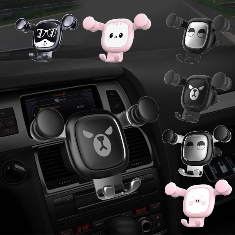 

Air Vent Outlet Phone Holder for All Phones Cute Animal Style Easy to Install Good Compatibility Adjustable GPS Stand