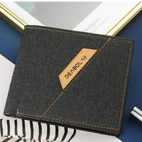 mens new wallet business canvas pattern youth horizontal wallet thin wallet anti theft and light casual wallet