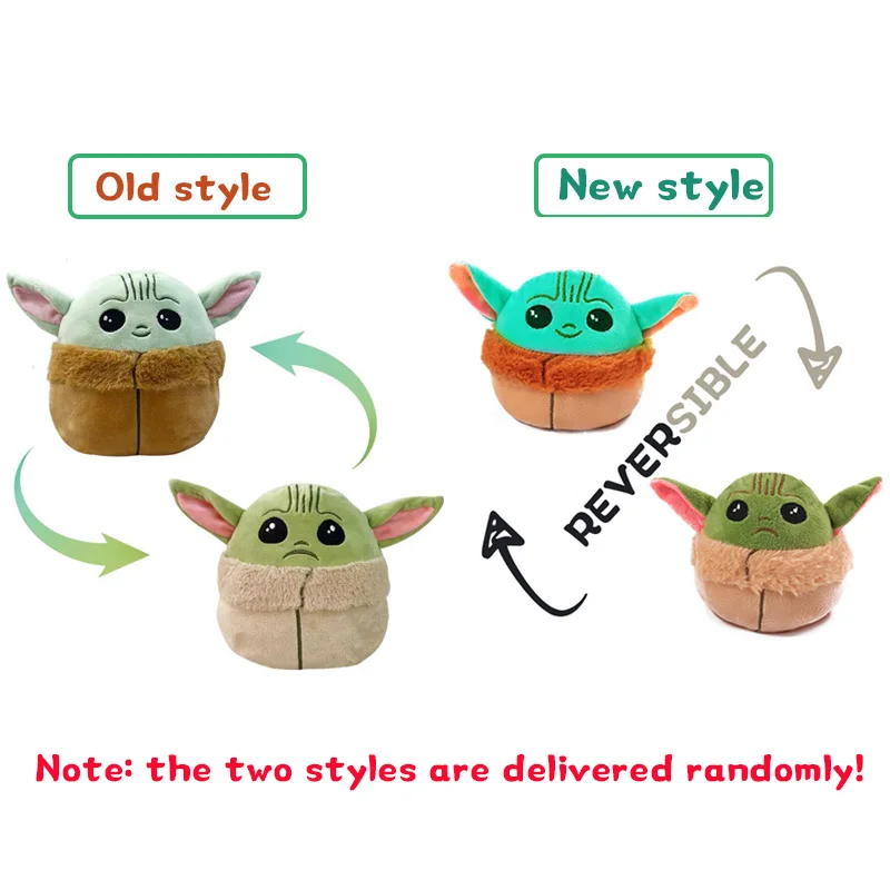 

Baby Yoda Star Wars Plush Toy Cartoon Double-sided Flip Reversible 2in1 Stuffed Figure Doll Kawaii Cute Toys Kids Gift