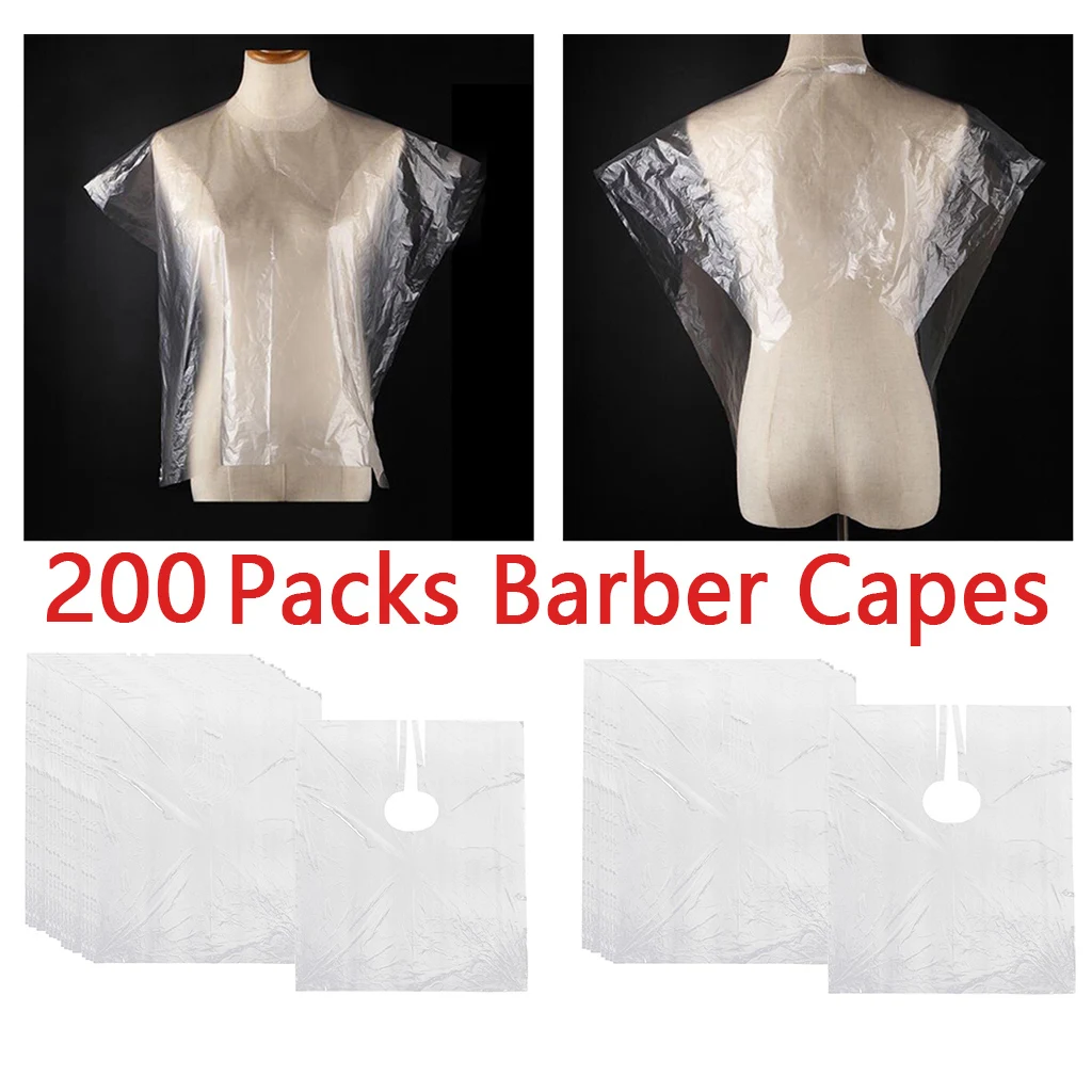 

200x Waterproof Salon Hair Cutting Capes Gown Barber Apron Clear 64x84cm