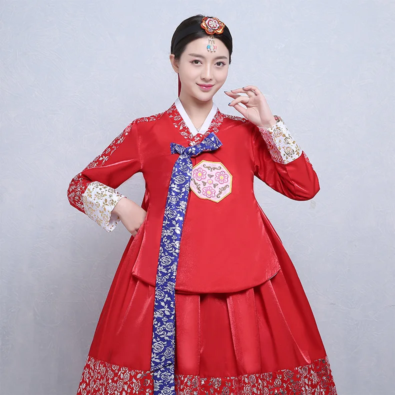 

The New Korean Traditional Ladies' Court Wedding Bronzing Hanbok Korean National Costume Dance Stage Performed Ancient Costumes