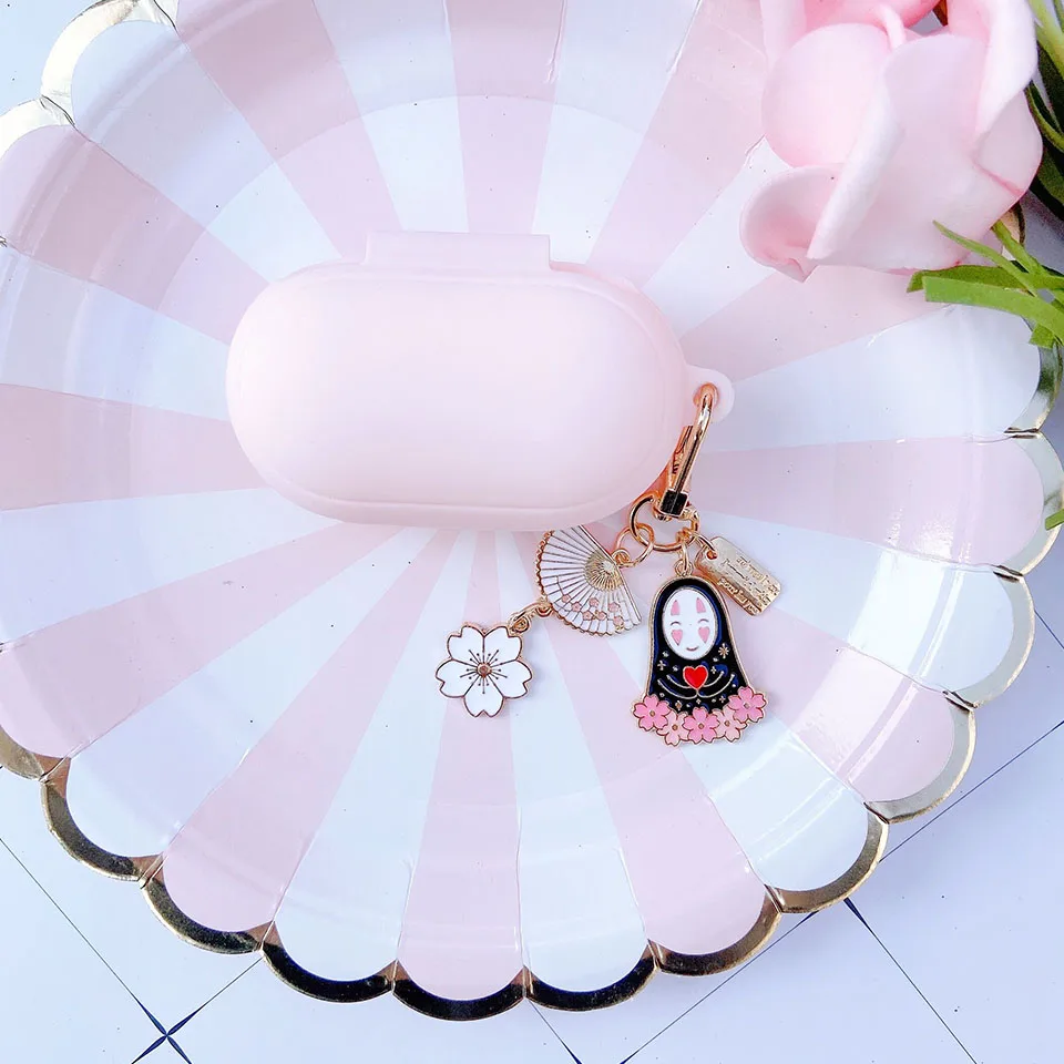 

Japanese Luxury Cherry Flower Case for Samsung Galaxy Buds / Buds+ Plus Cover Bluetooth Earphone Protect Case Key Ring Decor New