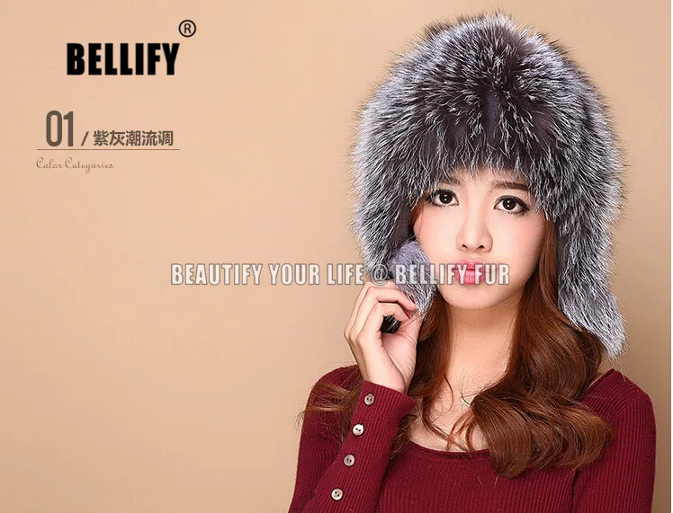 Женская шапка-бомбер из натурального меха лисы теплая шапка 100% натуральной