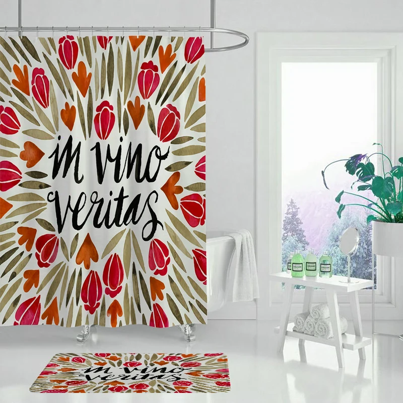 Зеленый завод английское слово занавеска для душа Водонепроницаемая Моющаяся