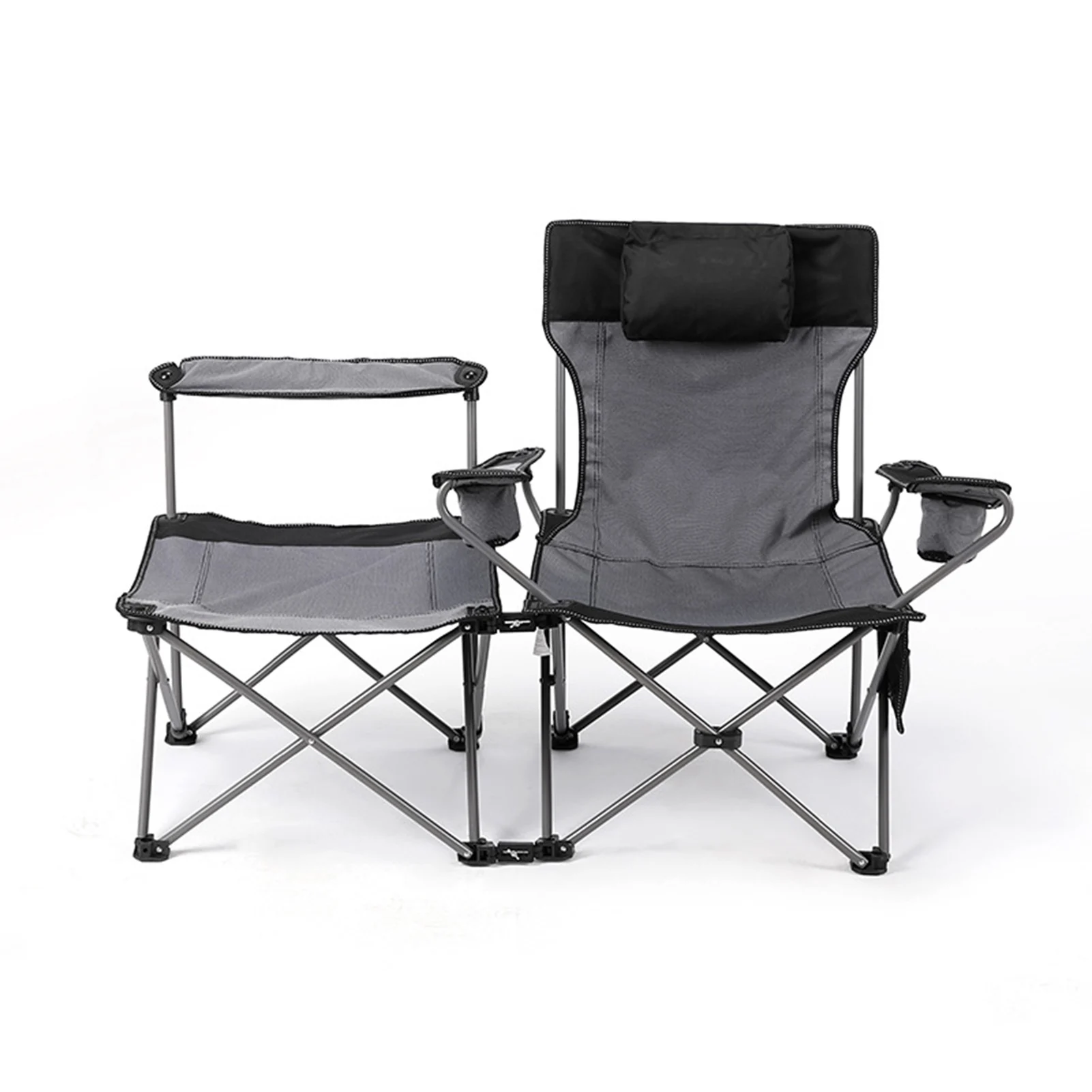 저렴한 2 인 1 더블 접이식 휴대용 캠핑 의자, 해변 테라스 피크닉 뒤뜰 수영장 공원용 여행 가방 포함