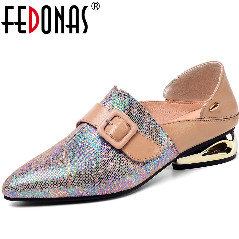 Женские туфли лодочки FEDONAS элегантные офисные из натуральной кожи с пряжкой и