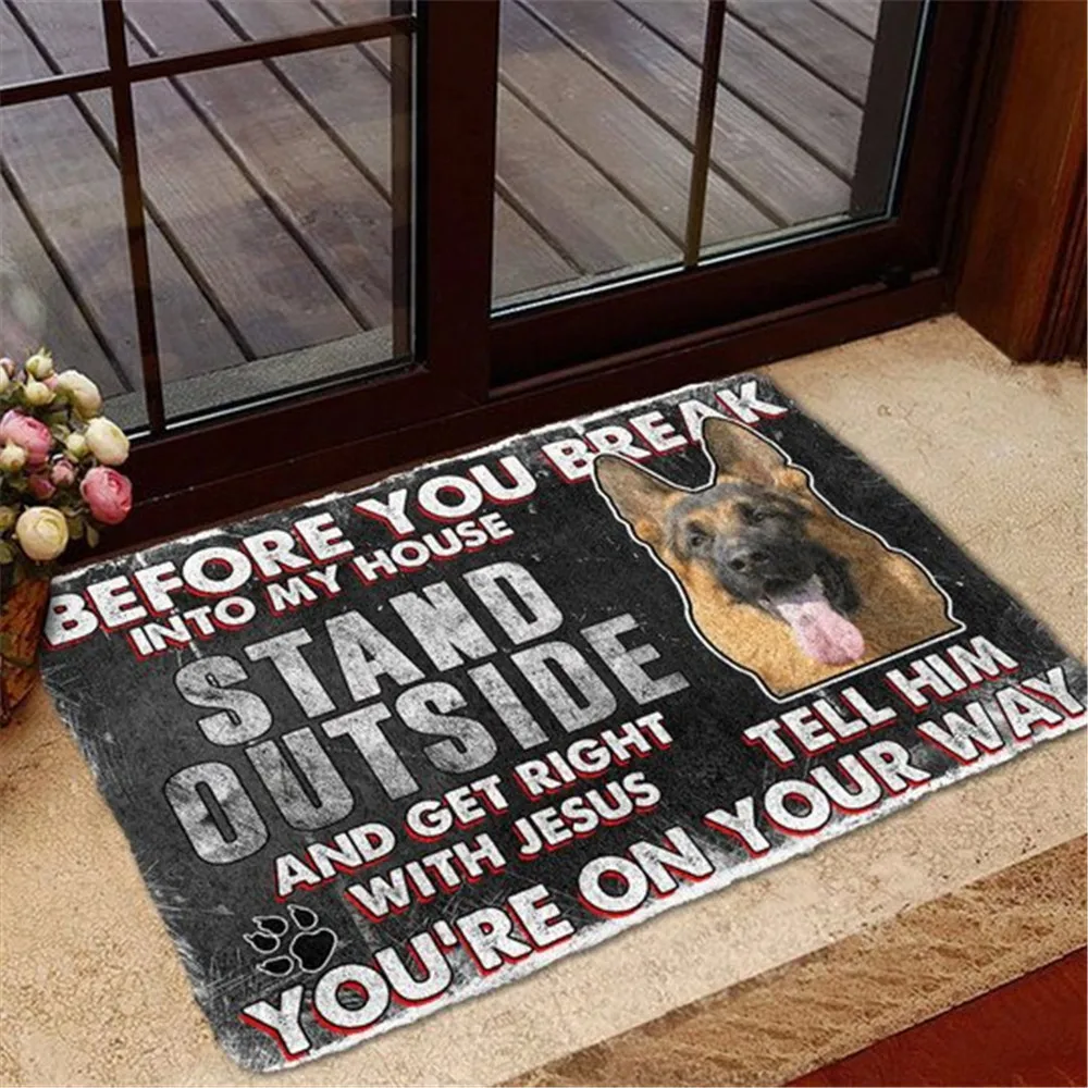 

CLOOCL Animal Doormat 3D Pattern German Shepherd Before You Broke Into My House Doormat for Bedroom Toilet Non-slip Kitchen Mats