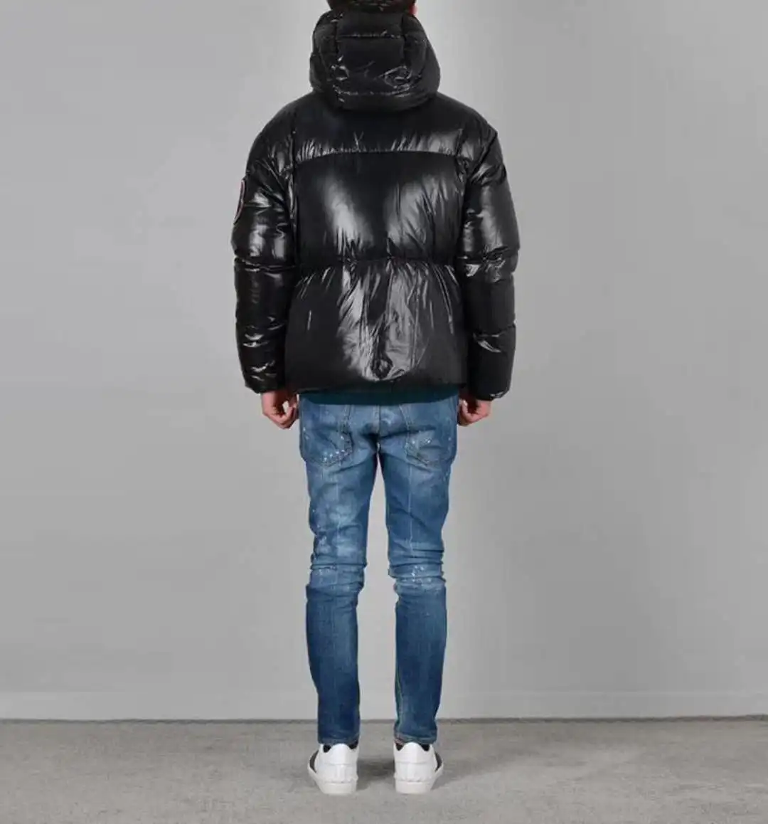 

2021 New Winter Down Jacket Man Shoulder Big Logo 1:1 Long Sleeve Hooded 90% White Duck Down Thick Winter Jacket Male Size 1-5