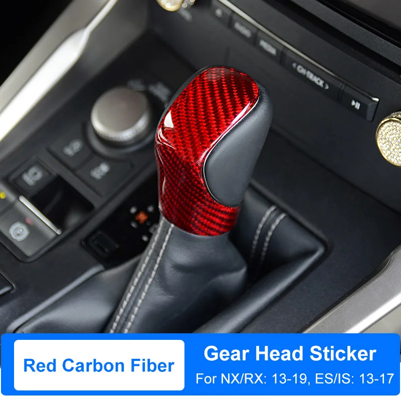 Carbon Fiber Red QHCP ручка переключения рулевого механизма автомобиля крышка на голову наклейка из углеродного волокна внутренняя отделка Подходит для Lexus NX200 300 ES200 250 RX300 300H - Название цвета: Carbon Fiber Red