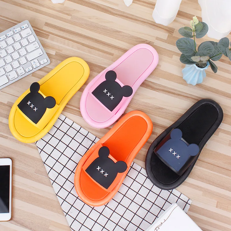 Женские тапочки с головой медведя женские летние Нескользящие домашние милым