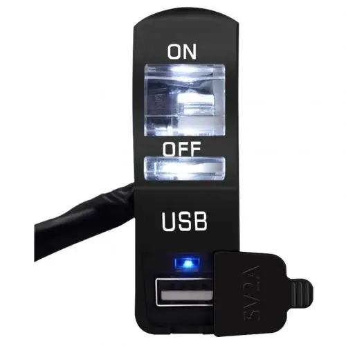 Белый Хорошее качество 12 В светодиодный индикатор moto rcycle руль крепление USB телефон зарядное устройство с переключателем Suporte Celular moto - Цвет: Белый