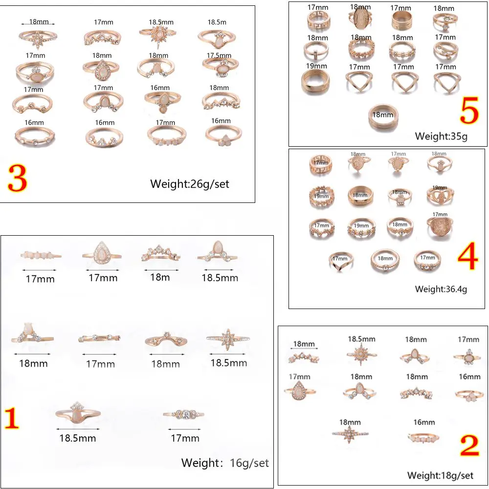 Женский комплект колец с кристаллами свадебные ювелирные украшения 1