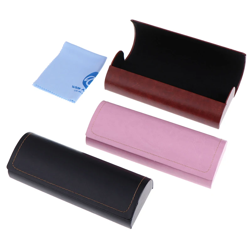 

Portable Leather Eyeglasses Case Sunglasses Men Women Waterproof Hard Frame Box