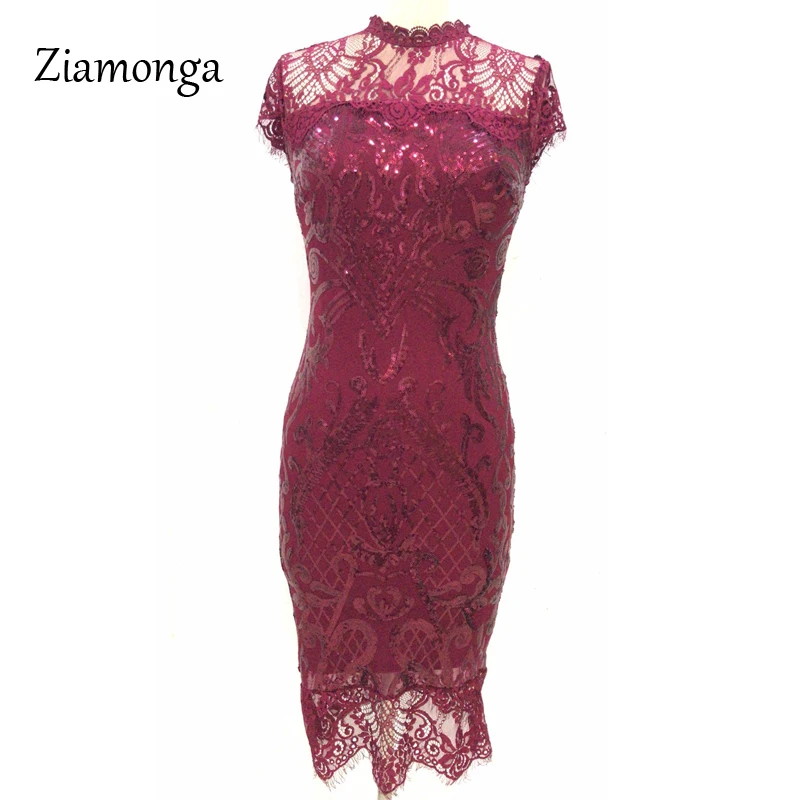 Женское кружевное платье с цветочной вышивкой Ziamonga черное облегающее блестками