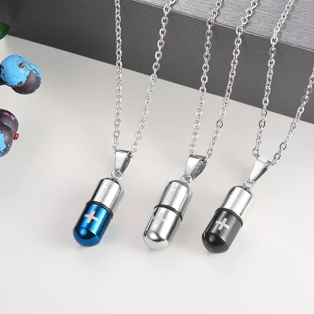 Ювелирные изделия из нержавеющей стали крест капсула лекарственные таблетки