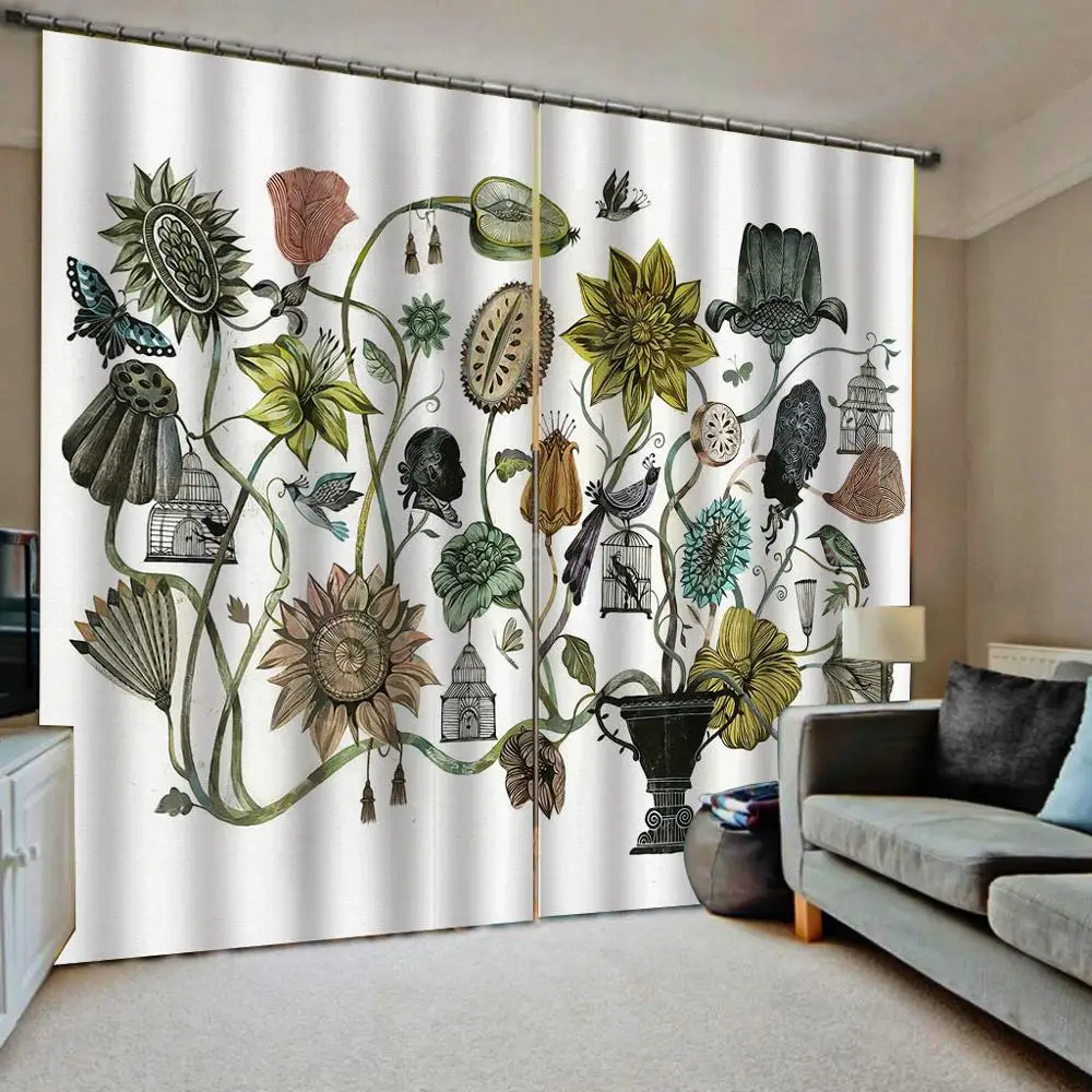 

3D Window Curtains Modern Creative flower Sheer Curtains For Living Room Bedroom Blackout Drapes Home Decor