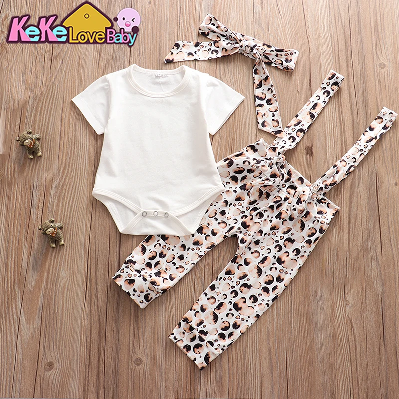 Baby Girl Clothes Set Newborn Infant Clothing Sets Colorful Print Pants Short Sleeve Tops Headband Toddler Baby Outfits Suit