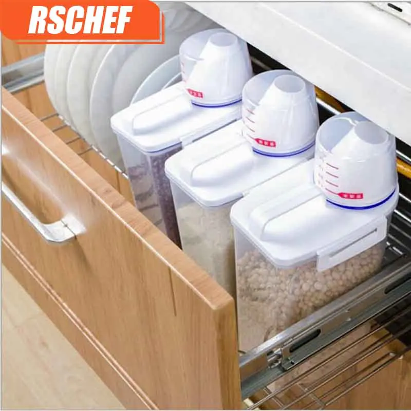 RSCHEF 1 шт. пластиковый Кухонный Контейнер для хранения зерна, контейнер для крупы, ящик для хранения риса, пластиковый контейнер для еды