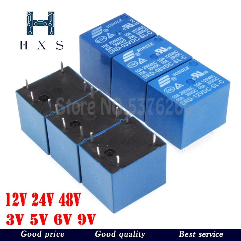 5PCS Relay SRD-03VDC-SL-C SRD-05VDC-SL-C SRD-24VDC-SL-C SRD-12VDC-SL-C 3V 5V 6V 9V 12V 24V 48V 10A 250VAC 5PIN Relays Relais |