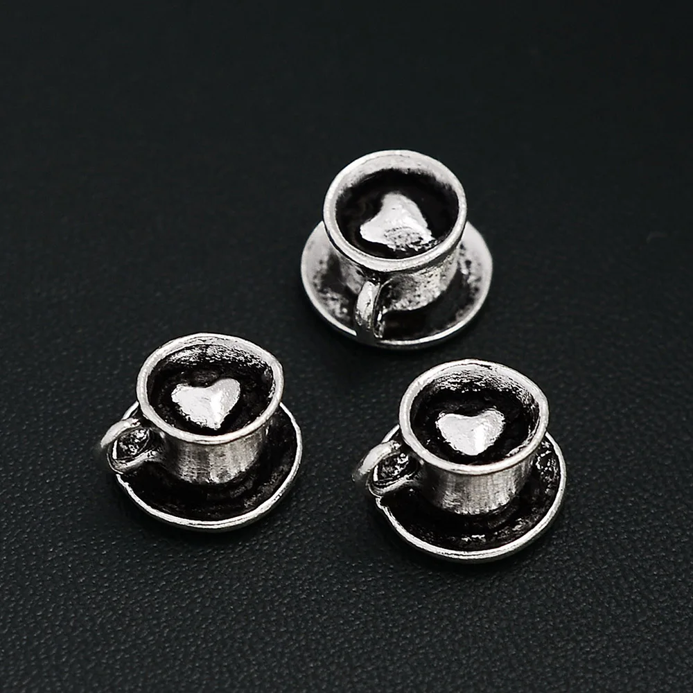 

5pcs/Lots 13x14mm Antique Silver Plated Teacup Charms Alloy Metal Afternoon tea Pendants For DIY Jewelry Making Findings Crafts