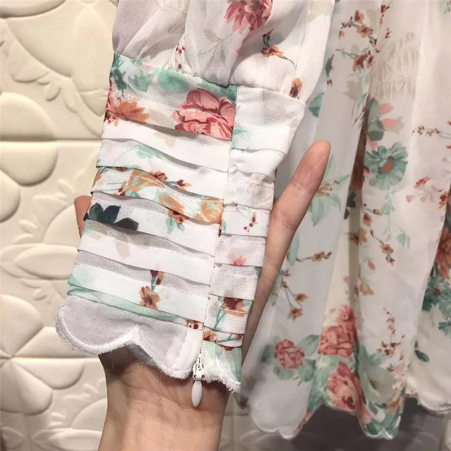 Женский комбинезон с длинным рукавом и цветочным принтом сексуальный шифоновый