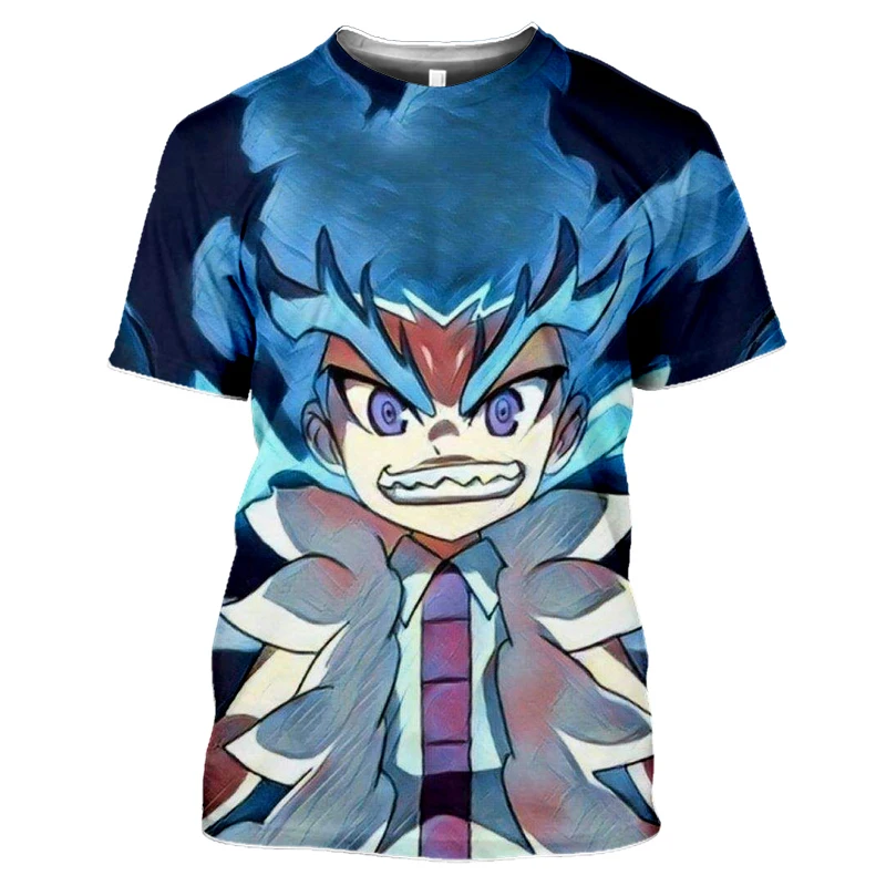 

SONSPEE 3D Printing Japanese Anime Men's T-shirt Beyblade Burst Evolution Women's Short-sleeved Casual Hip-hop Print Cartoon Top
