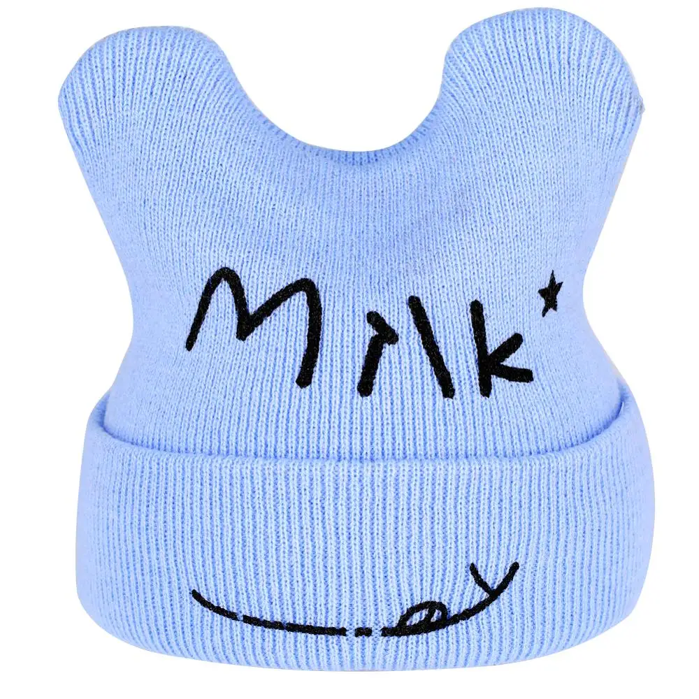 Шапочка вязаная детская шапка с принтом молочной улыбки детский зимний теплый