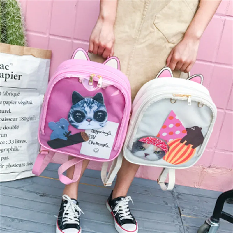 2020 женская сумка карамельного цвета Cat Ita корейский прозрачный рюкзак школьные