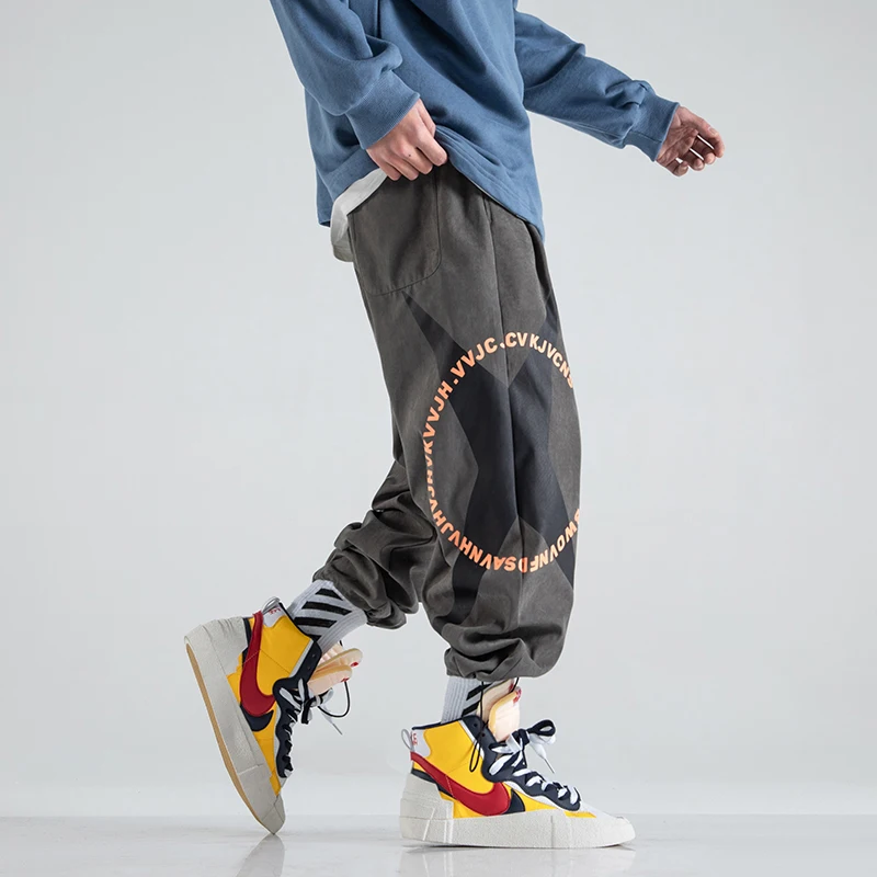 

2021 Spring And Autumn Men's Fashion Haren Pants Men's Trendy Casual Loose Print Pants Male Hip Hop Streetwear Pants