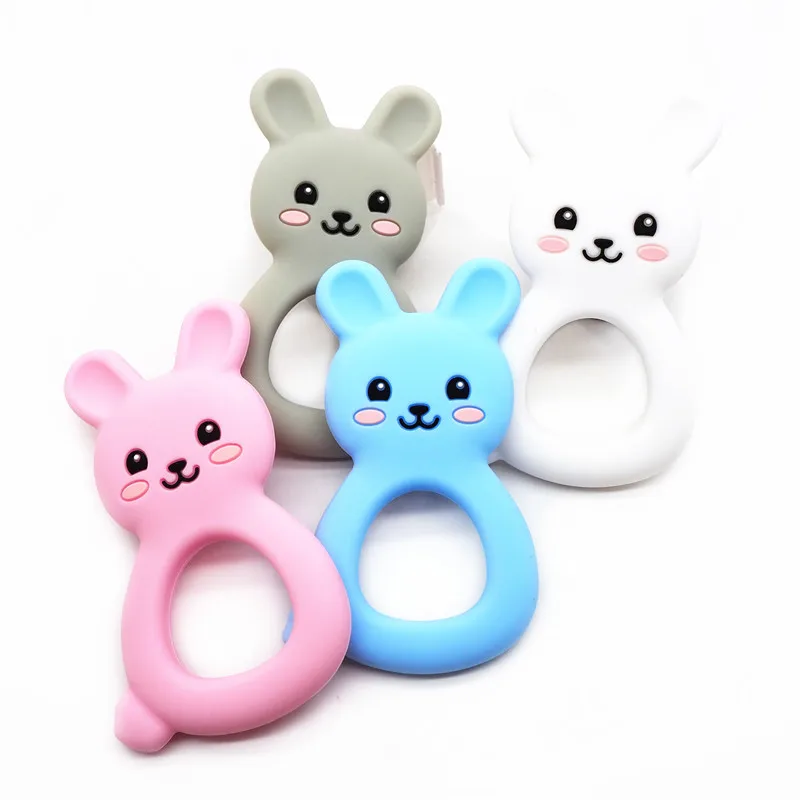 Rabbit Chenkai 10 шт. силиконовые коала слон Единорог динозавр Прорезыватель DIY Детские пустышки пустышка прорезывание зубов Уход ювелирные изделия игрушка подарок - Цвет: Rabbit