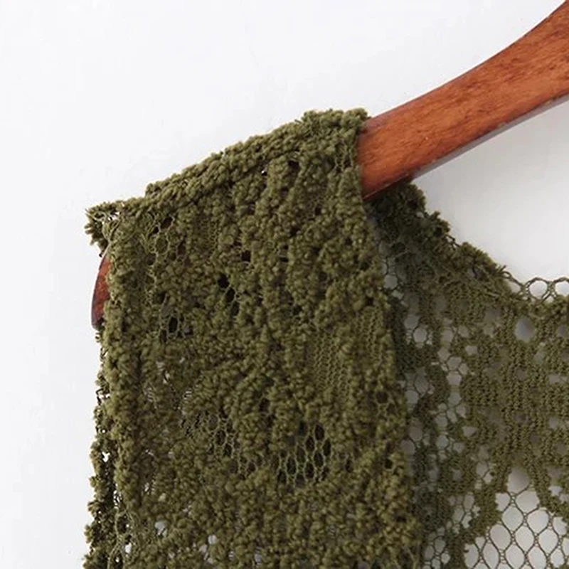 

Sexy Lace Cardigan Women Vest Casual Hollow Out Perspective Plus Size Long Beach Elegant Korean Tops