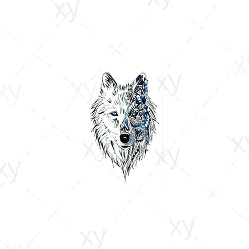 Водостойкая Временная тату наклейка волк Лев полярный медведь лес животное