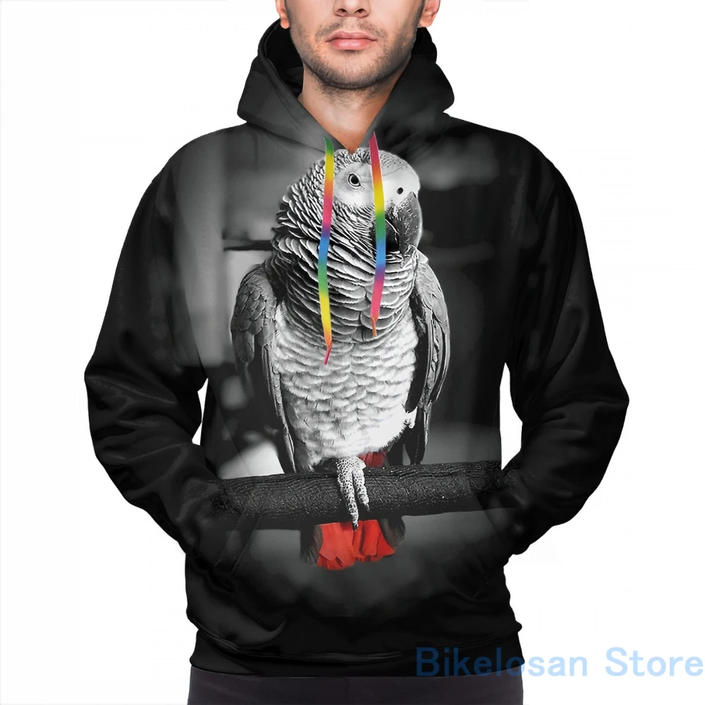Мужские толстовки свитшоты для женщин забавный африканский серый попугай